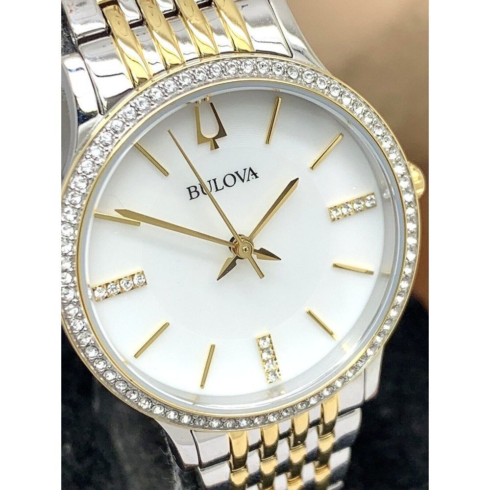 Bulova Women's Watch 98X118 Quartz Mother of Pearl Dial Two Tone Steel 3…